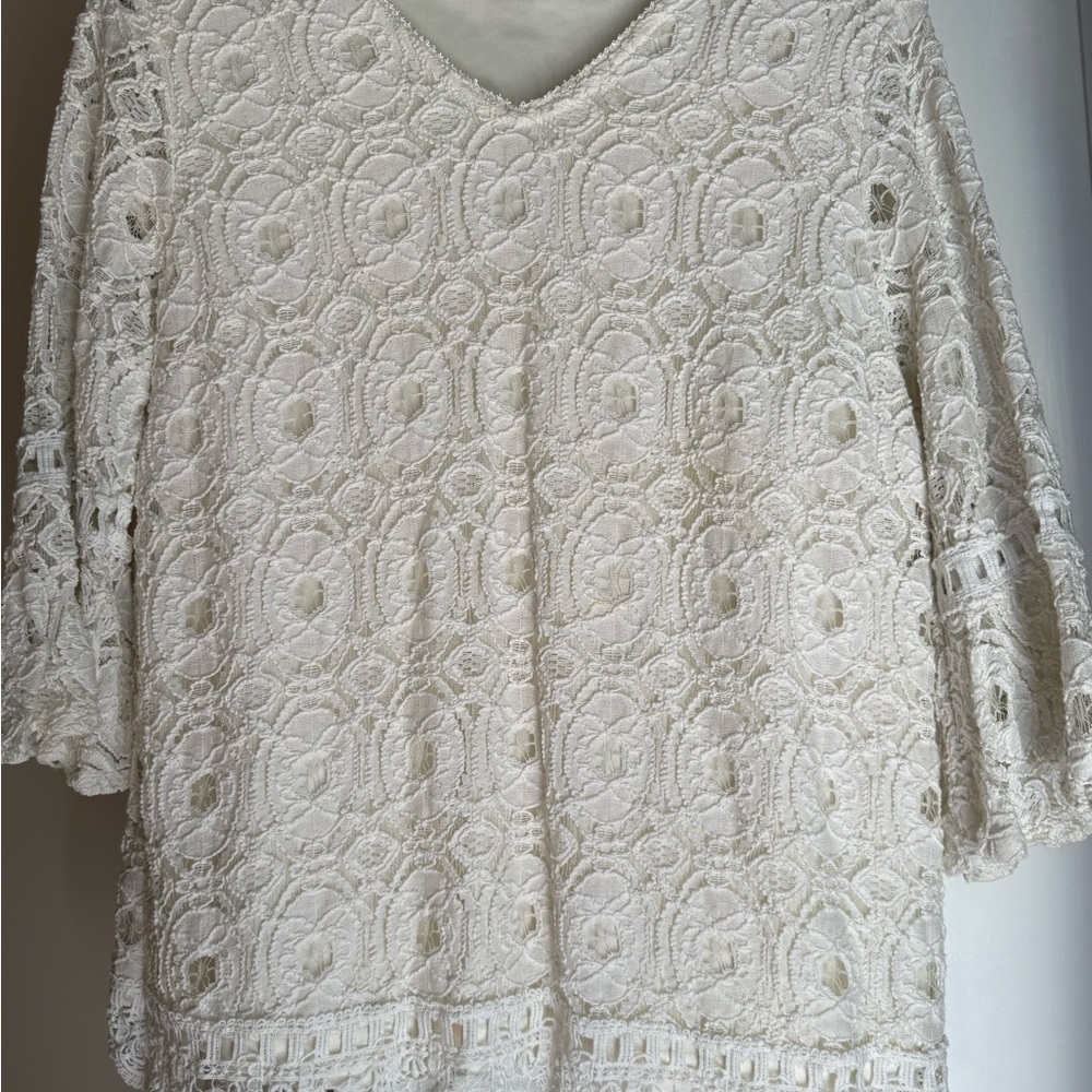 Lauren Michelle Lace Blouse - Cream